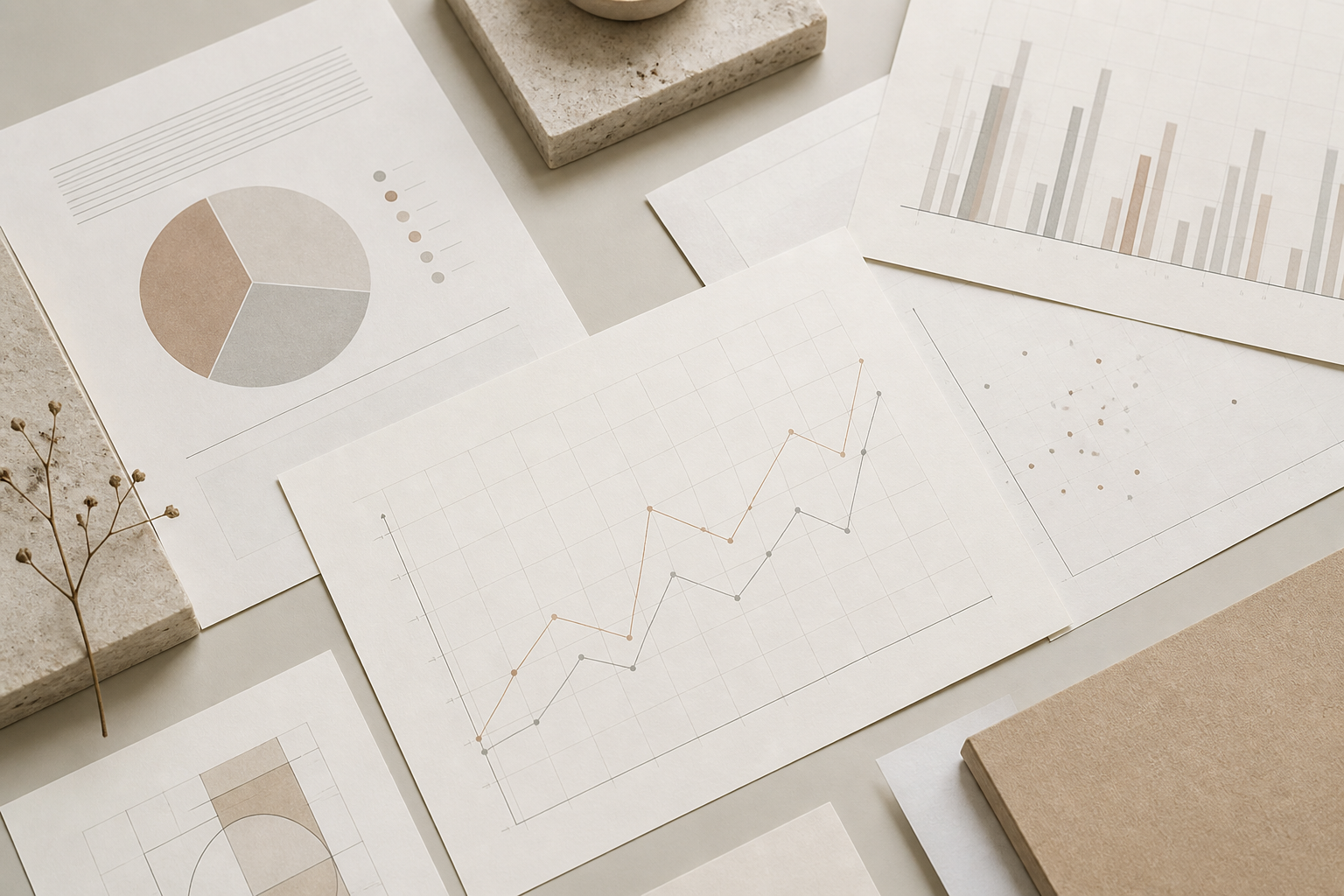 Editorial research materials on a pale desk